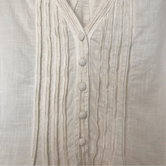 tsd by Stella Carakasi Long Sleeve Pin Tucks 100% Cotton Ivory Popover Medium - Picture 5 of 13